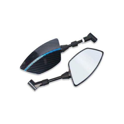 Espejos Universales Tipo Fibra De Carbono Con Azul REM3609